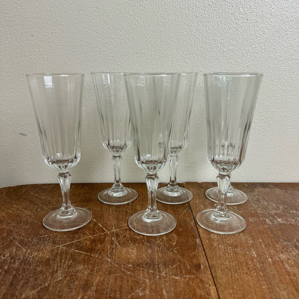 J.G. Durand Meridien Luminarc Ribbed Fluted‎ Glasses Made in France Set of 6